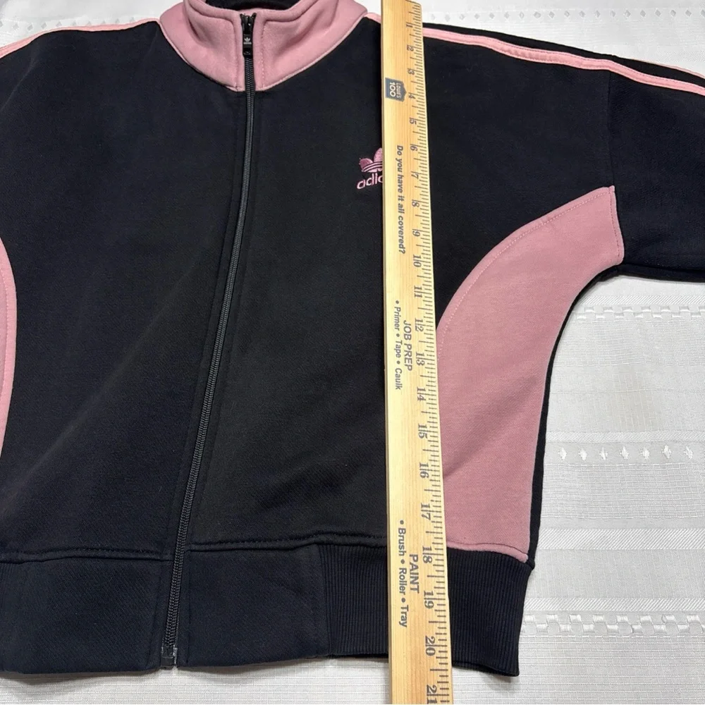 Adidas Womens Black / Mauve Zip Up Jacket/ Sweatshirt -Sz XL - Picture 3 of 6